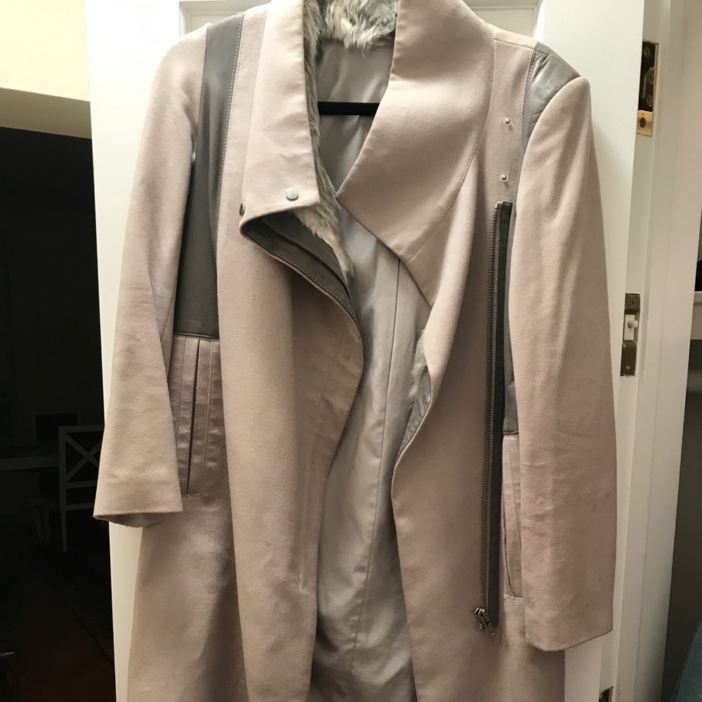 Helmut lang fur and leather coat